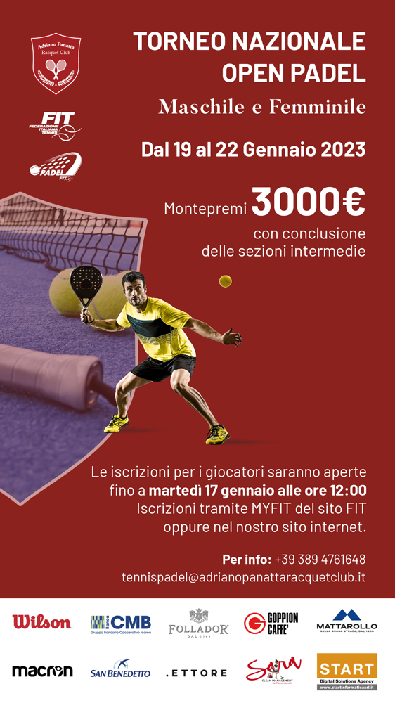 torneo padel nazionale open treviso gennaio 2023