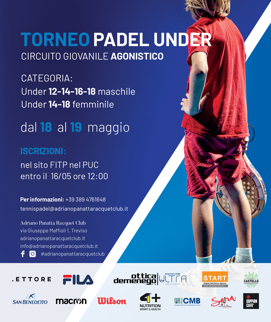 Torneo di Padel giovanile under 12 - 14 - 16 e under 18 Padel Treviso Panatta