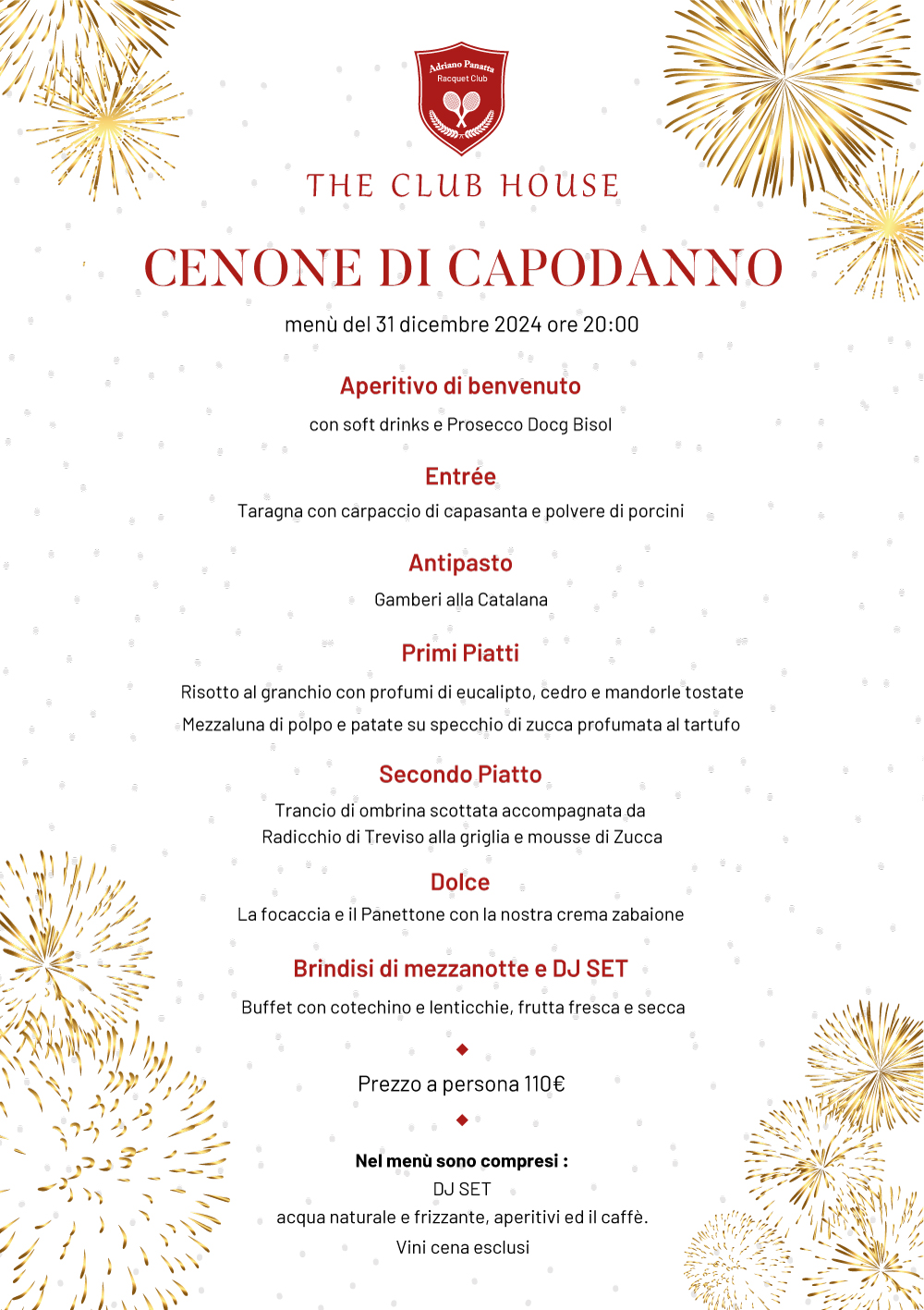 menù capodanno treviso. Cena Capodanno Ristorante Club House