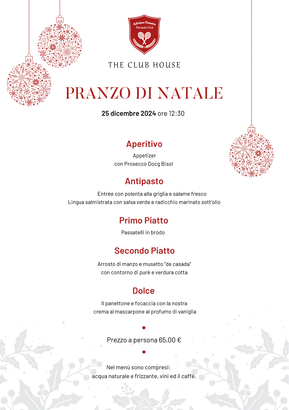 menù di natale ristorante treviso club house panatta