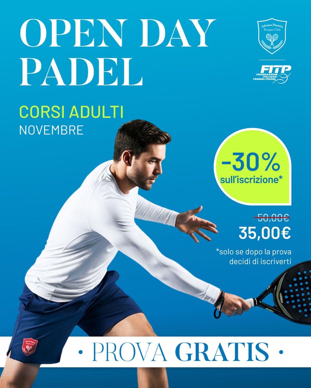 prova gratuita corsi padel treviso
